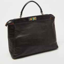 مملوكة مسبقًا Fendi Black Leather Large Peekaboo Top Handle Bag