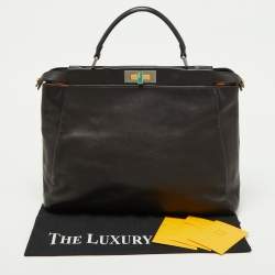 مملوكة مسبقًا Fendi Black Leather Large Peekaboo Top Handle Bag