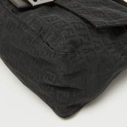 Pre Owned Fendi Black Zuchinno Fabric and Leather Mama Baguette Shoulder Bag