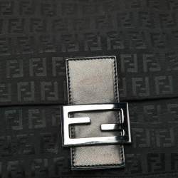 Pre Owned Fendi Black Zuchinno Fabric and Leather Mama Baguette Shoulder Bag