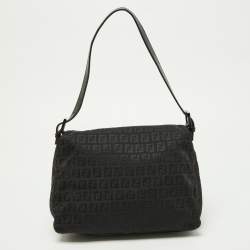 Pre Owned Fendi Black Zuchinno Fabric and Leather Mama Baguette Shoulder Bag