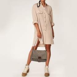 Pre Owned Fendi Beige/Brown Zucchino Fabric and Leather Mama Baguette Bag