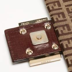 Pre Owned Fendi Beige/Brown Zucchino Fabric and Leather Mama Baguette Bag