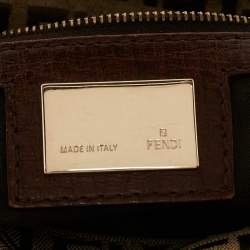 Pre Owned Fendi Beige/Brown Zucchino Fabric and Leather Mama Baguette Bag