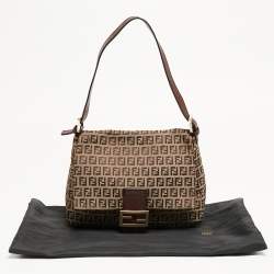 Pre Owned Fendi Beige/Brown Zucchino Fabric and Leather Mama Baguette Bag