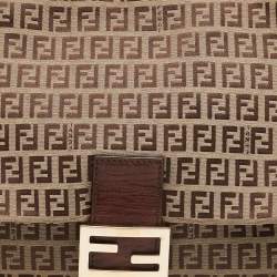 Pre Owned Fendi Beige/Brown Zucchino Fabric and Leather Mama Baguette Bag