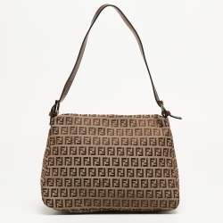 Pre Owned Fendi Beige/Brown Zucchino Fabric and Leather Mama Baguette Bag