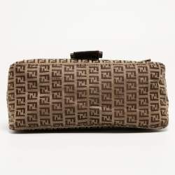 Pre Owned Fendi Beige/Brown Zucchino Fabric and Leather Mama Baguette Bag