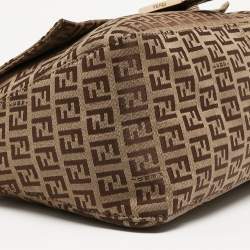 Pre Owned Fendi Beige/Brown Zucchino Fabric and Leather Mama Baguette Bag