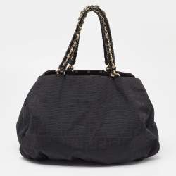 Pre Owned Fendi Black Zucca Canvas and Patent Leather Mia Shoulder Bag