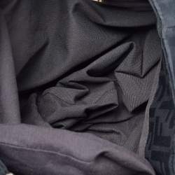 Pre Owned Fendi Black Zucca Canvas and Patent Leather Mia Shoulder Bag