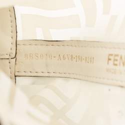 Pre Owned Fendi White Zucca PVC And Leather Mini Mon Tresor Drawstring Bucket Bag