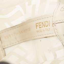 Pre Owned Fendi White Zucca PVC And Leather Mini Mon Tresor Drawstring Bucket Bag