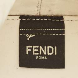 Pre Owned Fendi White Zucca PVC And Leather Mini Mon Tresor Drawstring Bucket Bag