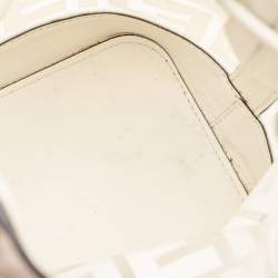 Pre Owned Fendi White Zucca PVC And Leather Mini Mon Tresor Drawstring Bucket Bag