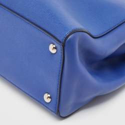 Pre Owned Fendi Blue Leather Small 2Jours Tote