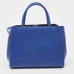 Pre Owned Fendi Blue Leather Small 2Jours Tote
