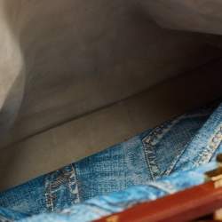 Pre Owned Fendi Beige/Brown Leather Large Peekaboo Top Handle Bag