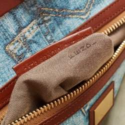 Pre Owned Fendi Beige/Brown Leather Large Peekaboo Top Handle Bag