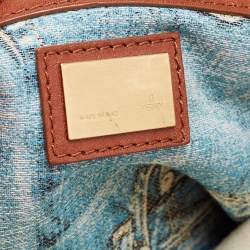 Pre Owned Fendi Beige/Brown Leather Large Peekaboo Top Handle Bag