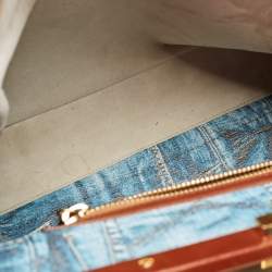 Pre Owned Fendi Beige/Brown Leather Large Peekaboo Top Handle Bag