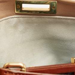 Pre Owned Fendi Beige/Brown Leather Large Peekaboo Top Handle Bag