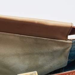 Pre Owned Fendi Beige/Brown Leather Large Peekaboo Top Handle Bag