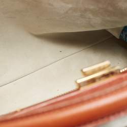 Pre Owned Fendi Beige/Brown Leather Large Peekaboo Top Handle Bag