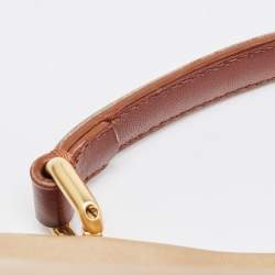 Pre Owned Fendi Beige/Brown Leather Large Peekaboo Top Handle Bag