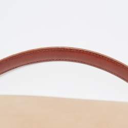 Pre Owned Fendi Beige/Brown Leather Large Peekaboo Top Handle Bag