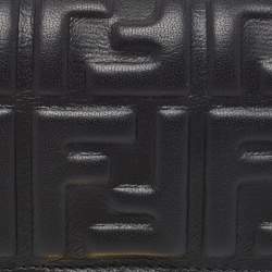 Pre Owned Fendi Black Zucca Embossed Leather FF Flap Continental Wallet 