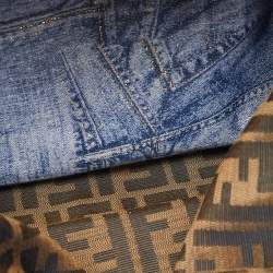 Pre Owned Fendi Dark Blue Leather Large Peekaboo Top Handle Bag