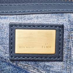 Pre Owned Fendi Dark Blue Leather Large Peekaboo Top Handle Bag