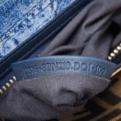 Pre Owned Fendi Dark Blue Leather Large Peekaboo Top Handle Bag