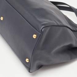 Pre Owned Fendi Dark Blue Leather Large Peekaboo Top Handle Bag