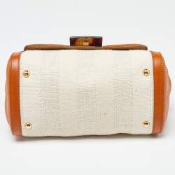 Pre Owned Fendi Multicolor Leather, Canvas and Snakeskin Silvana Top Handle Bag