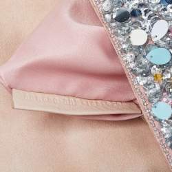 Pre Owned Fendi Pink Sequins/Beaded and Leather Baguette Bag