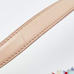 Pre Owned Fendi Pink Sequins/Beaded and Leather Baguette Bag