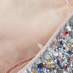 Pre Owned Fendi Pink Sequins/Beaded and Leather Baguette Bag