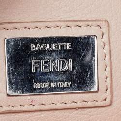 Pre Owned Fendi Pink Sequins/Beaded and Leather Baguette Bag