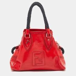 Fendi Red Perforated Patent Leather De Jour Tote