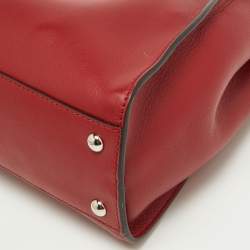 Fendi Red Leather Regular PeekabooTop Handle Bag