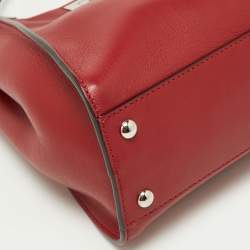 Fendi Red Leather Regular PeekabooTop Handle Bag