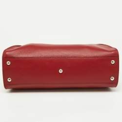 Fendi Red Leather Regular PeekabooTop Handle Bag