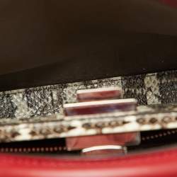 Fendi Red Leather Regular PeekabooTop Handle Bag