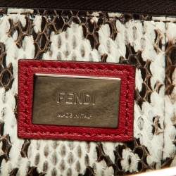 Fendi Red Leather Regular PeekabooTop Handle Bag