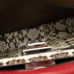 Fendi Red Leather Regular PeekabooTop Handle Bag
