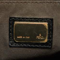 Pre Owned Fendi Black Zuchino Fabric and Leather Top Zip Tote