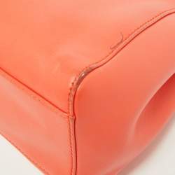 Pre Owned Fendi Orange Leather Mini Peekaboo Top Handle Bag