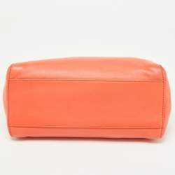 Pre Owned Fendi Orange Leather Mini Peekaboo Top Handle Bag